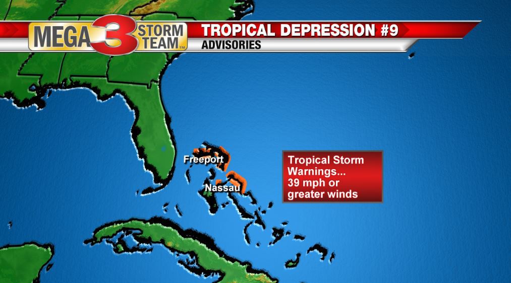 Tropical Storm Warnings for the northern Bahamas